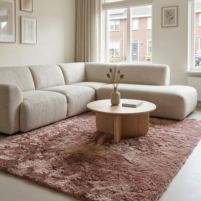 DÉJA Living Vloerkleed 200x290cm - Hoogpolig Zalm Stof - Mana