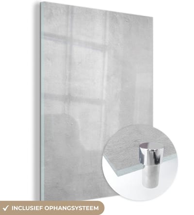 MuchoWow® Glasschilderij 120x160 cm - Schilderij acrylglas - Beton - Grijs - Cement - Industrieel - Structuur - Foto op glas - Schilderijen