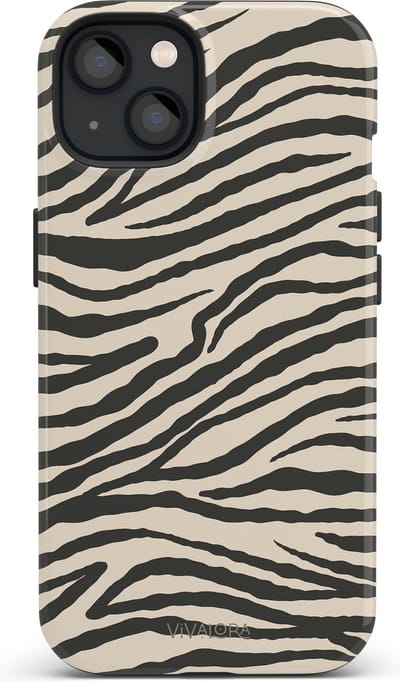 VivaLora Tough Telefoonhoesje iPhone 13 met MagSafe - Wild Lines Zebra Print - 2-in-1 Phone Case - Hard Case & Siliconen Backcover - Extra Bescherming - Shockproof Cover - Zwart/Wit Zebraprint