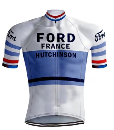 Retro Wielertenue Ford Wit/Blauw - REDTED - 4XL