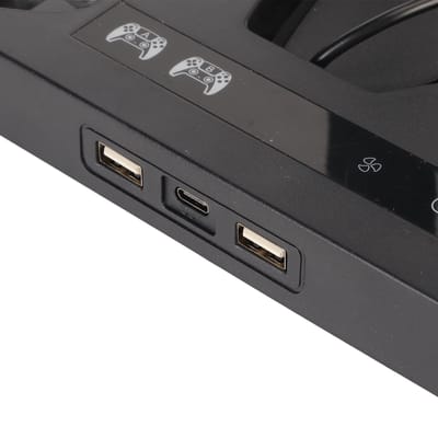 pour PS5 Support Vertical 1 Support Casque 2 Chargeurs Manette 15 Fentes Disques de Jeu avec Ventilateur de Refroidissement gray