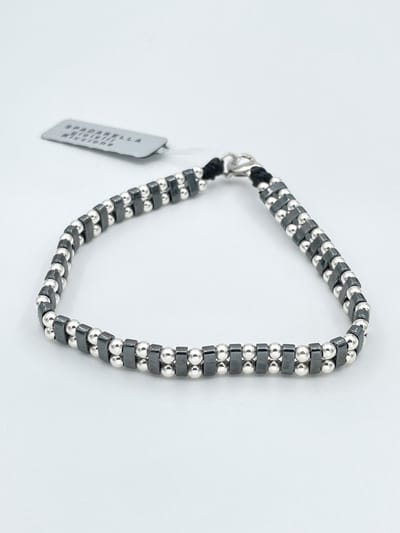 Spadarella Gioielli - SPBR301- Armband - 925 Zilver - 6mm - Donkergrijs hematiet - 19,5 Cm
