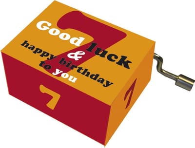 Muziekdoosje Good luck en geluksgetal met melodie Happy Birthday