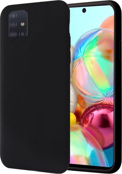 Hoesje geschikt voor Samsung Galaxy A71 - Matte Back Cover Microvezel Siliconen Case Hoes Zwart