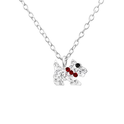 Amanto Kids Ketting Fabien - 925 Zilver E-Coating - Hondje - 11x8mm - 36+3cm