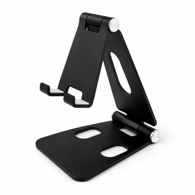 Telefoonhouder Bureau Zwart - Telefoonstandaard Aluminium - Telefoon & Tablet Houder - Universeel - Opvouwbaar Verstelbaar - met Transporttas
