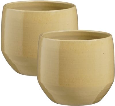 Mica Decorations bloempot / plantenpot Venice - 2x - beige - terracotta - D27 x H24 cm - effen
