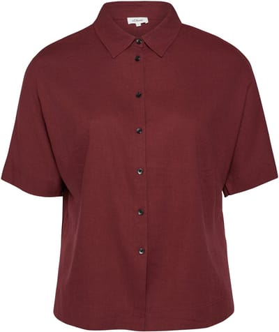 Vrouwelijke Linnen Mengsel Korte Mouwen Blouse met Hemdneck s.Oliver