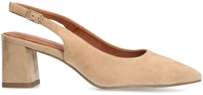 No Stress - Dames - Beige suède slingbacks - Maat 39
