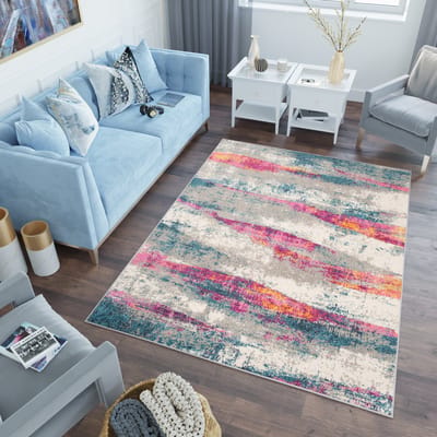 Tapiso Lazur Vloerkleed Grijs Roze Modern Woonkamer Tapijt Maat- 120x170