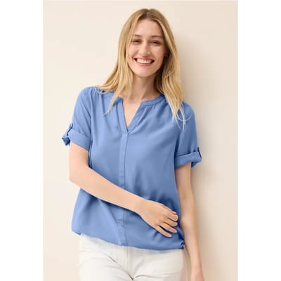 Blouse van viscose met gespleten hals