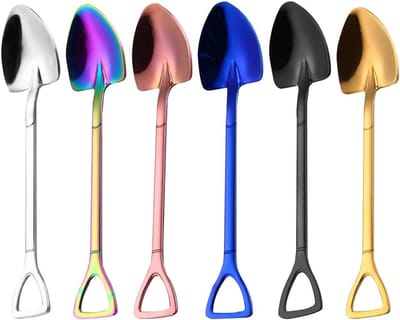Allecta - Roestvrijstalen Menglepel Set voor Latte Koffie en Espresso - 7-Delig, Kleurrijk Dessertlepel Assortiment