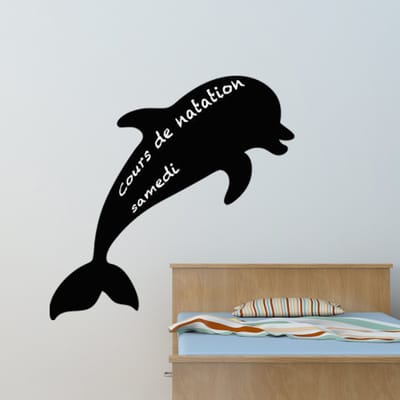Schoolbordsticker - uitwisbare zelfklevende muurstickers - Dolfijn silhouet - 30x30cm