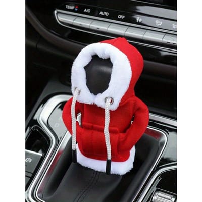 1 stuks Rode Kerstman Auto Versnellingspookknop Hoes, Mode Mini Hoodie Sweatshirt Geschikt Voor Auto Versnellingspookknop veelkleurig
