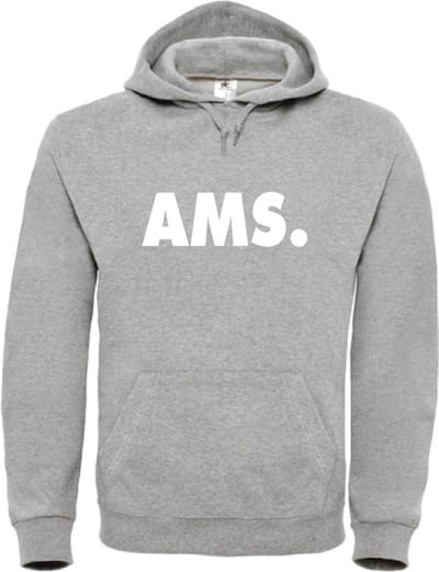 Hoodie grijs XL - AMS - wit - soBAD. | Amsterdam | Unisex | Hoodie heren | Hoodie Dames