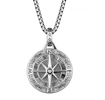 Actie4you® - Luxe Kompas Hanger - Heren Ketting – Kompas Roos Design - Mannen Kettingen - Sieraad Man - Sieraden – 2CM diameter - Zilver