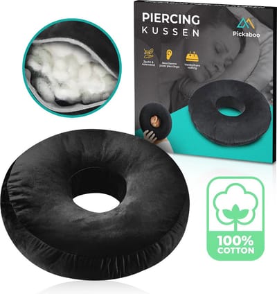 Pickaboo® Piercing Kussen - Orthopedisch piercing hoofdkussen - Donut kussen met gat - Verstelbare Vulling - 29x29 cm - Ringkussen - Ringkussen voor Oor - Inclusief E-book