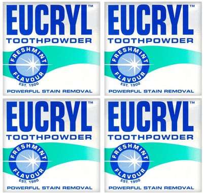 Eucryl Tandpoeder - Fresh Mint, krachtige vlekverwijdering, tandenbleking (4 x 50g)