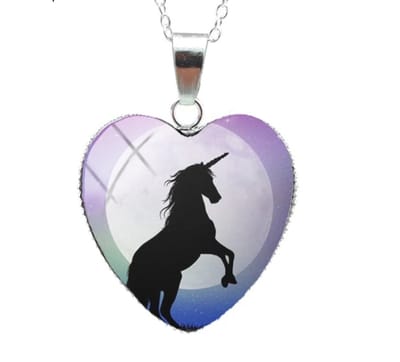 Unicorn Hart Ketting - Verzilverd - Eenhoorn Sieraden - EmmyRovi