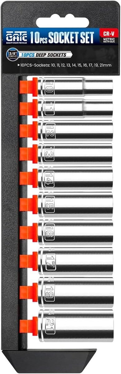 Dopsleutelset Metrisch - Diepe Doppen - Auto Onderhoud - Zeskantige Zijaandrijving - 10-21 mm - Chroom