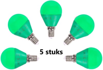 G45 kogellamp 5 stuks | E14 LED lamp 4W=30W gloeilamp | groen licht