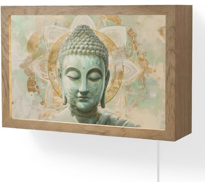 Wandlamp 30x20 cm - Oplaadbaar - Buddha - Mandala - Modern - Spiritualiteit - Wandlampen binnen woonkamer - Slaapkamer lamp met kabel - Decoratieve nachtlamp - Vloerlamp snoer