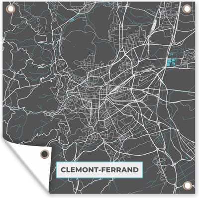 Tuin poster Clemont-Ferrand - Kaart - Stadskaart - Plattegrond - Frankrijk - 200x200 cm - Tuindoek