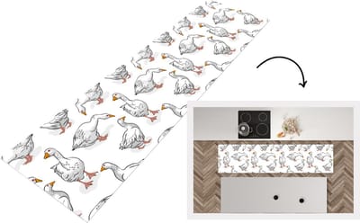 Keukenloper - Loper keuken - Patroon - Vogel - Gans - 200x50 cm - Keukenloper vinyl