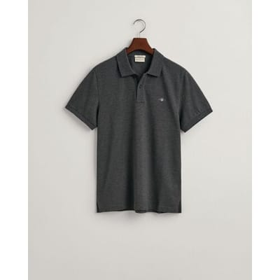 Gant Polo Fine Shield Short Sleeve Piqué Uni Antraciet Melange / male