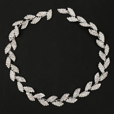 1 yard 1,5 cm Breed Strass Lint Boomblad Design AAA Diamantwikkelrol Decoratie gray