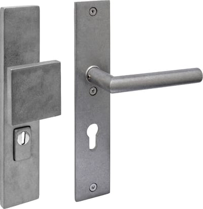 Intersteel SKG3 veiligheidsbeslag rechthoekig 250x50mm greep/kruk Jura profielcilindergat 72mm met kerntrekbeveiliging rvs getrommeld
