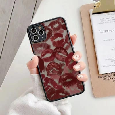 Sexy Meisje Rode Lippen Hard Mat Hoesje voor iPhone 14 15 Pro Max Hoesjes iPhon 13 11 12 Pro XR X XS Max 7 8 Plus SE2 Zachte Bumper Cover For iPhone 15