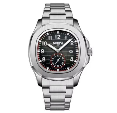 Nibosi - Herenhorloge - Polshorloge - Heren - Horloge - Horlogedoos - Mannen - Zilver Zwart - RVS