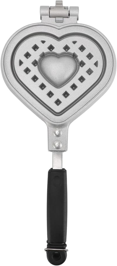 Wafelpan Hartvorm - Dubbelzijdig Wafelijzer - Ontbijt Bakken - Anti-aanbak Coating - 5.7x13.8 inch - Aluminium