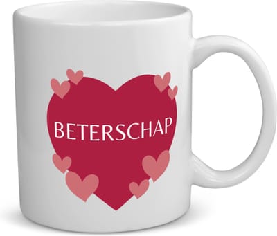 Akyol - beterschap hartje en kleine hartjes koffiemok - theemok - Beterschap - iemand die ziek is of iets gebroken heeft - ziek - koorts - snel beter worden - cadeau - beterschap cadeau - kado - gift - geschenk - 350 ML inhoud