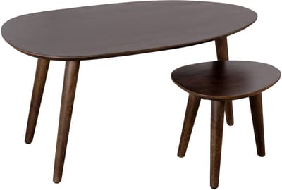 Lewis & Loft Salontafel Lela - Organisch - FSC®-gecertificeerd mangohout - Walnoot bruin - Set van 2