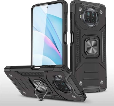 Hoesje Geschikt voor Xiaomi Redmi Note 9 5G/Note 9T 5G Hoesje - Heavy Duty Armor hoesje Zwart - Redmi Note 9 5G/Note 9T 5G hoesje 360-Degree hybride hoesje ringhouder