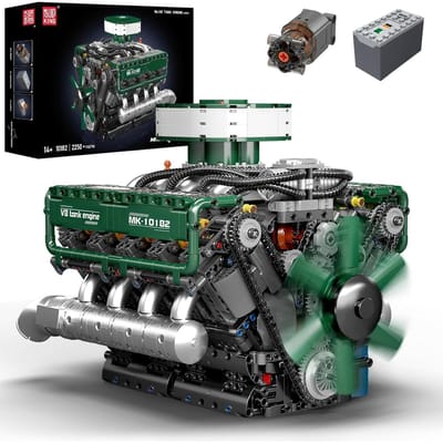 Mould King 10182 Tank V8 engine mega bouwset | Racing champions motor modelbouw | Creator classic bouwpakket| Technische speelgoed ideas voor expert volwassenen & kinderen | Accu niet geschikt voor Lego technic | Bouwdoos met 2250 bouwstenen
