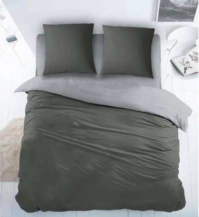 Sleepnight Dekbedovertrek - Antracite Grey Effen Flanel - B 240 x L 200 cm/B 240 x L 220 cm - Lits-jumeaux Omkeerbaar - 000282-B 240 x L 200/220 cm