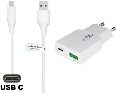 OneOne 30W snellader met 2 poorten + 1,8m sterke USB C kabel. PD PPS lader. GAN oplader adapter past op Motorola Moto S30 Pro, Moto S50 / Neo, X4, X5, X30 / X30 Pro, Moto X40, Moto X50 Ultra, Moto One / Ace / Fusion / Plus, One Hyper