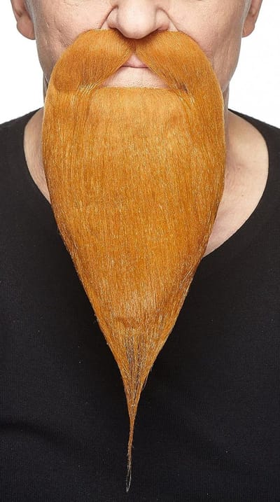 Mustaches Zelfklevende Filosoof Nep Baard, Nieuwigheid, Nep Gezichtsbeharing, Kostuumaccessoire voor Volwassenen, Rood-Oranje Kleur