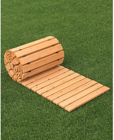 Houten Tuinpad - Loopbrug Buiten - Evenementen Organiseren - Robuuste Constructie - 368 x 56 cm - Bruin