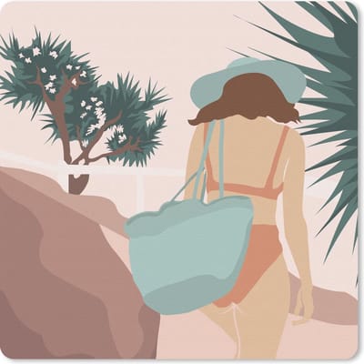 Muismat 20x20 cm - Mousepad Zomer - Vrouw - Kleding - Muismatten