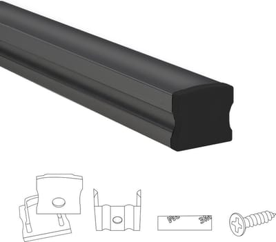 Aluminium led strip profiel zwart opbouw 2M - breed en hoog - compleet met afdekkap - Led profiel 2 meter - Led profiel zwart - Led profiel opbouw