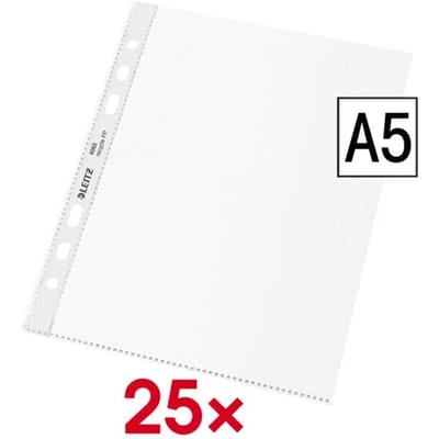 25x Leitz Recycle Showtas A5 - Insteekhoezen van 100 Micron - 90% Gerecycled Pre-consumer Plastic - Transparant
