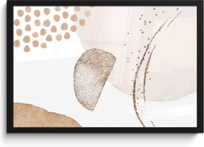 Poster in lijst - Fotolijst 60x40 cm - Posters - Watercolor - Pastel - Beige - Abstract - Modern - Posterlijst zwart - Wanddecoratie badkamer - Muurdecoratie WC - Decoratieve accessoires - Toilet muur decoratie
