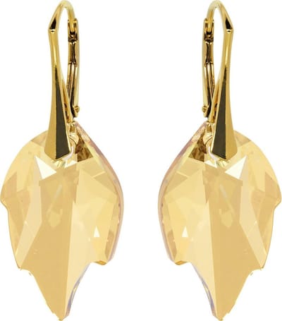 DBD - Oorbellen - Swarovski Kristal Elements - Leaf Golden Shadow - Goudkleurig Zilver - 24MM