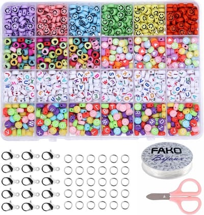 Fako Bijoux - Letterkralen Set - Letter Beads - Alfabet Kralen - Sieraden Maken - Emoji & Hartjes Mix