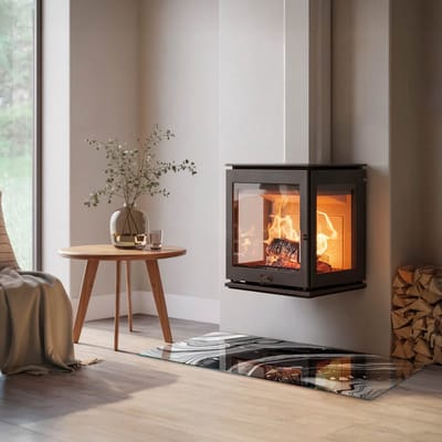 Coloray Vloerplaat Houtkachel - Plaat voor Onder Houtkachel - 120 cm x 60 cm - Open Haard Accessoires - Zwart en wit Vloerplaat Kachel - Vloerplaat Voor Kachel - Plaat onder Houtkachel - Kachel Onderplaat - Plaat Kachel