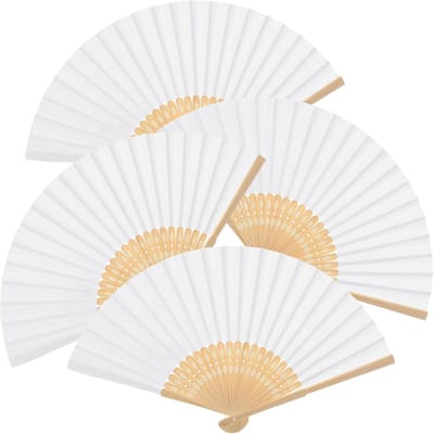 4-pack papier opvouwbare handventilator - 21 cm draagbare opvouwbare ventilator - geschikt voor bruiloft buiten feest dames en bruiden - doe-het-zelf decoratieve fotografie rekwisieten - wit